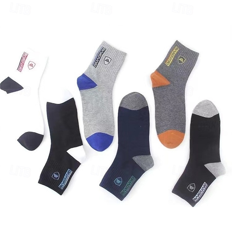 Men's 10 Pairs Multi Packs Socks Crew Socks Running Socks Casual Socks Rainbow Color Plain Vacation Sports & Outdoor Daily Basic Medium Spring Fall Fashion Casual3