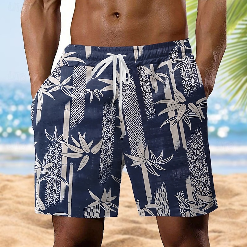 Men's Tree Plants Tropical Shorts Summer Shorts Beach Shorts Mid Waist Streetwear Hawaiian Casual Daily Holiday Drawstring Pocket Elastic Waist Designer Clothing Apparel