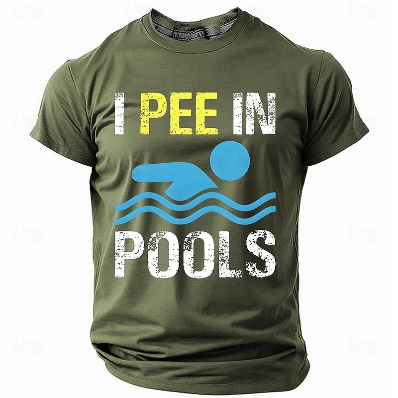 Mens Funny 'I Pee In Pools' Graphic T-Shirt for Swimming & Pool Lifestyle4