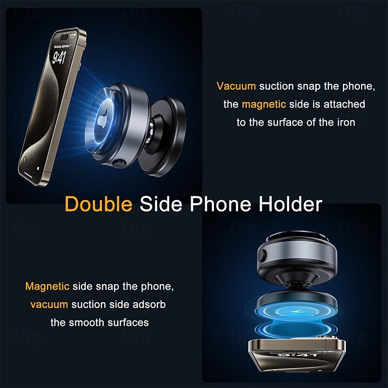 360-degree Adjustable Electric Vacuum Magnetic Suction Cup Phone Mount Hands-Free Magnetic Cell Phone Holder for Car/Gym/Mirror/Smooth Surface Compatible with Magsafe iPhone2