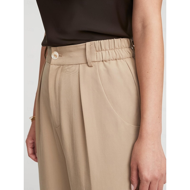 High Rise Elastic Waist Straight Pants2