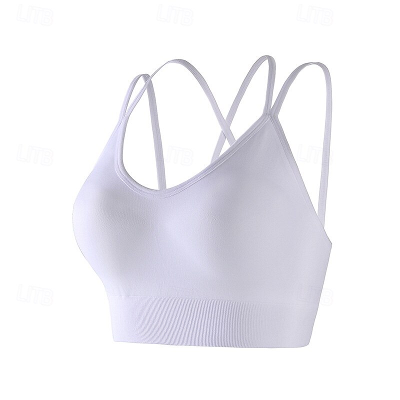 Women's Padded Tank Top Strap Comfortable Breathable Wireless Sports Solid Color Bra Top For Gym Workout Running Fitness Slim Activewear2