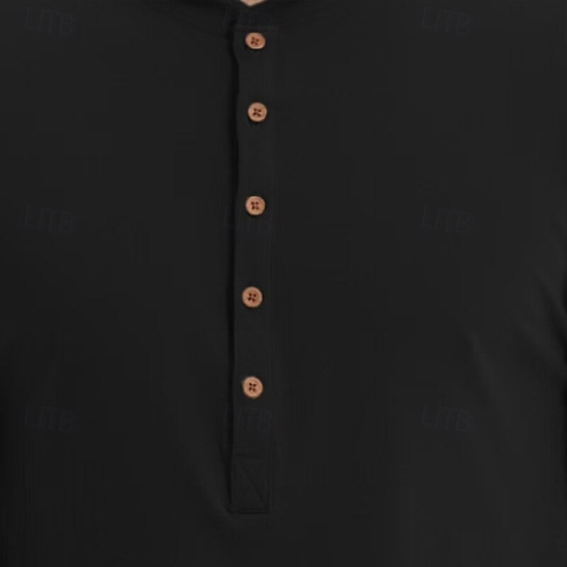 Men's Button T Shirt T Shirt Henley Shirt Tee Long Sleeve Henley Spring &  Fall Plain Fashion Designer Basic Buttons Vacation Street Going out Black White Royal Blue Top Tee for Men4