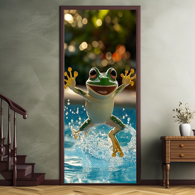 Animal Door Decorations Door Covers Summer Vibe Frog Door Tapestry Door Curtain Decoration Backdrop Indoor/Outdoor Door Banner for Front Door Farmhouse3