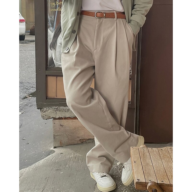 Men's Graduation Dress Pants Trousers Chinos Slacks Buttons Pocket Straight Leg Plain Comfort Formal Party Work Fashion Classic Style Apricot Micro-elastic2