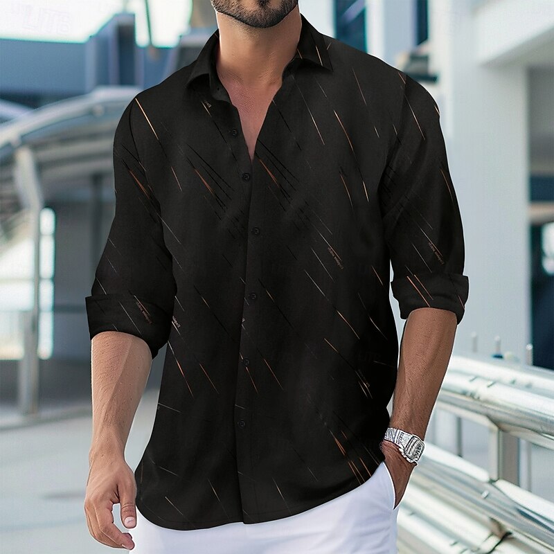 Men's Shirt Summer Shirt Casual Shirt Button Up Shirt Black White Red Dark Navy Blue Long Sleeve Collar Vacation Hawaiian Clothing Apparel Fashion Casual Comfortable2