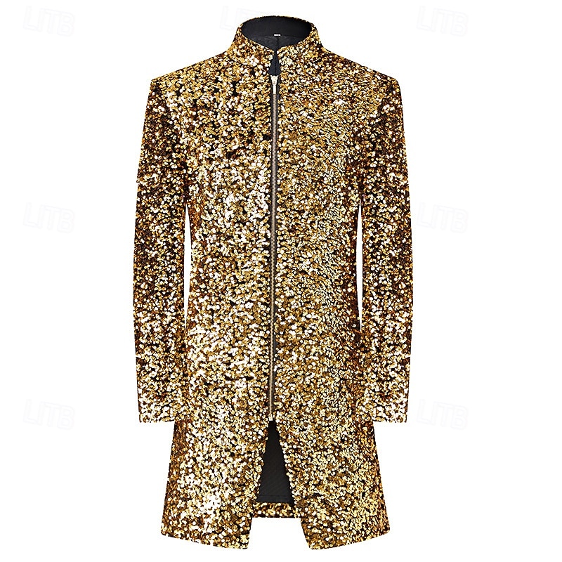 Disco 1980s Coat Disco Sequins Fancy Dress Men's Halloween Masquerade Party Club Pride Parade Adults' Coat Fall & Winter2