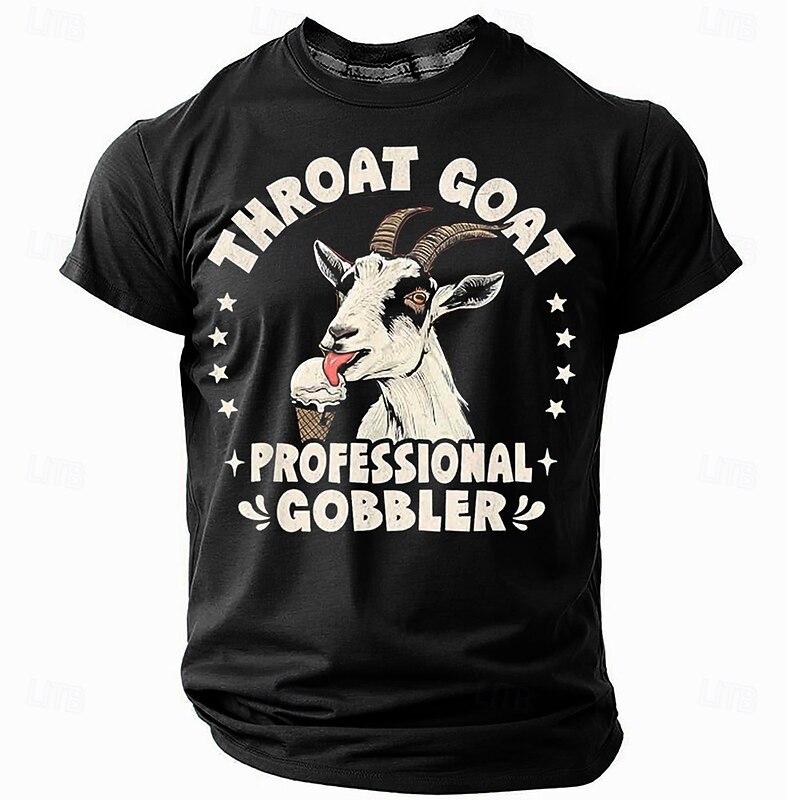 Mens Short Sleeve Graphic T-Shirt - Funny Throat Goat Professional Gobbler Pun Design3