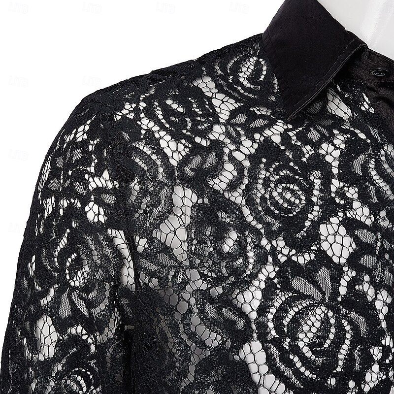 Retro Vintage Disco Blouse / Shirt Disco Lace Fancy Dress Men's Masquerade Night out&Special occasion Casual Daily Pride Parade Adults' Shirt3