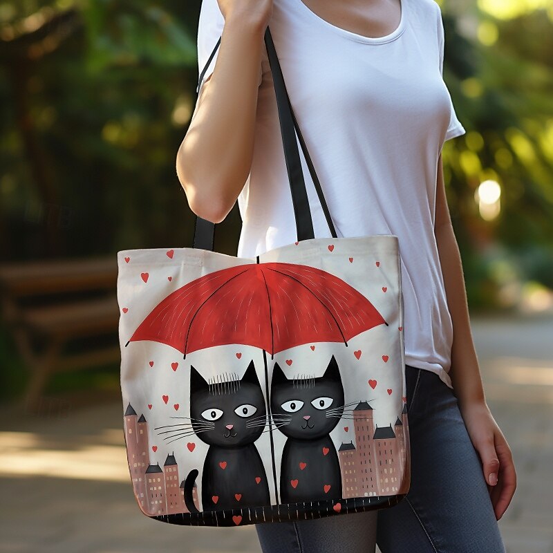 Women's Colorful Cat Tote Bag with Cute Cat Pattern | Perfect for Everyday Use and Shopping4