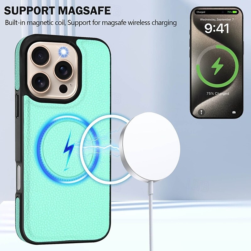 Phone Case For iPhone 17 Pro Max 17 Air 16 15 14 Pro Max Plus 13 12 11 Pro Max Back Cover with Stand Holder Magnetic Support Wireless Charging Retro TPU PU Leather2