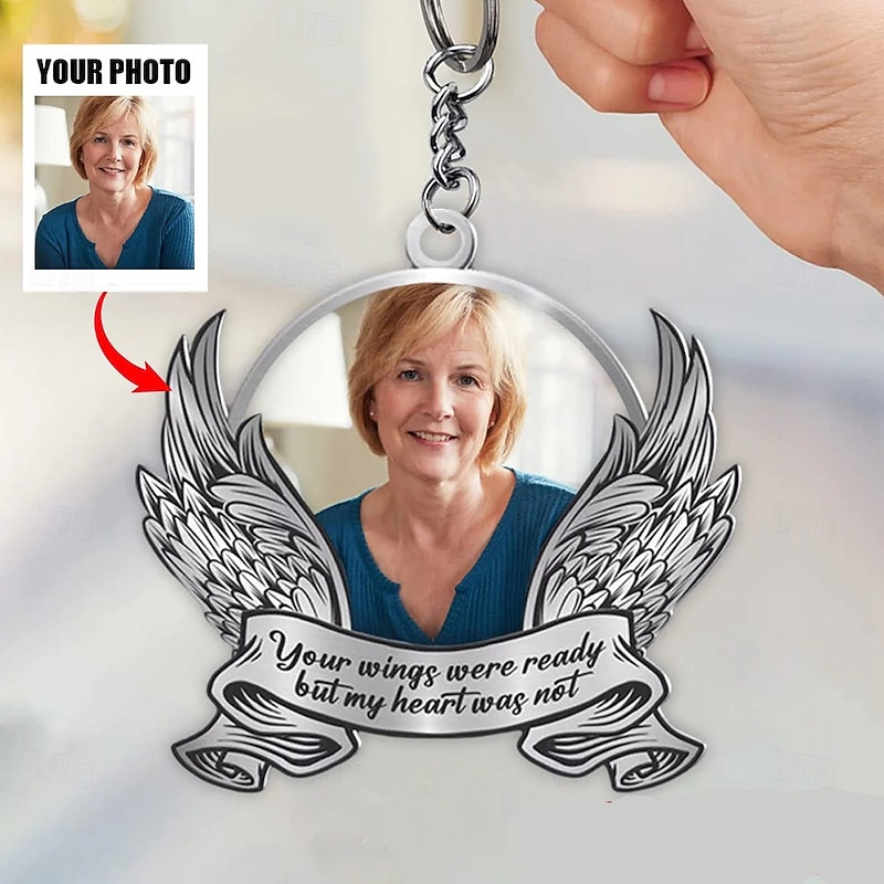Personalized Acrylic Memorial Photo Keychain, Custom Keychain Sympathy Keepsake for Loss of Loved One,Memorial Gifts Remembrance Decoration - Bereavement Condolences Gifts2