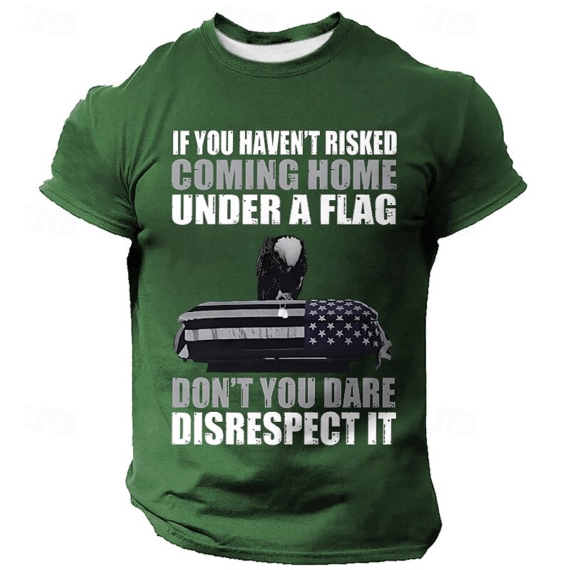 Veterans Day Men's Patriot Patriotic Veteran American US Flag T Shirt Short Sleeve T shirt 3D Print Crew Neck Shirt Daily Military Street Daily Black Red Blue Summer Spring Clothing Apparel S M L XL2