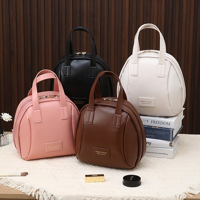 Multi-Layered Shell-Shaped Cosmetic Bag,PU Large-Capacity Portable Makeup Organizer, Stylish Travel Handheld Storage Bag4