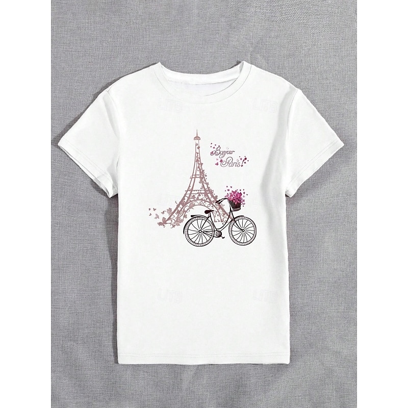 Women's 100% Cotton T Shirt Casual Regular Tops Short Sleeve Round Neck Print Regular Fit Daily White Summer4