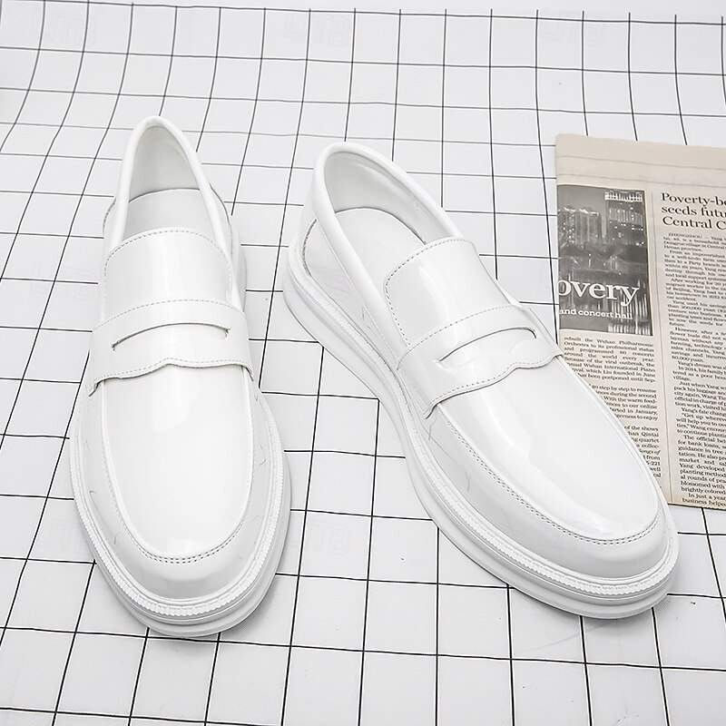 Men's White Faux Leather Penny Loafers – Sleek Casual and Formal Shoes for Business, Parties, and Everyday Wear4
