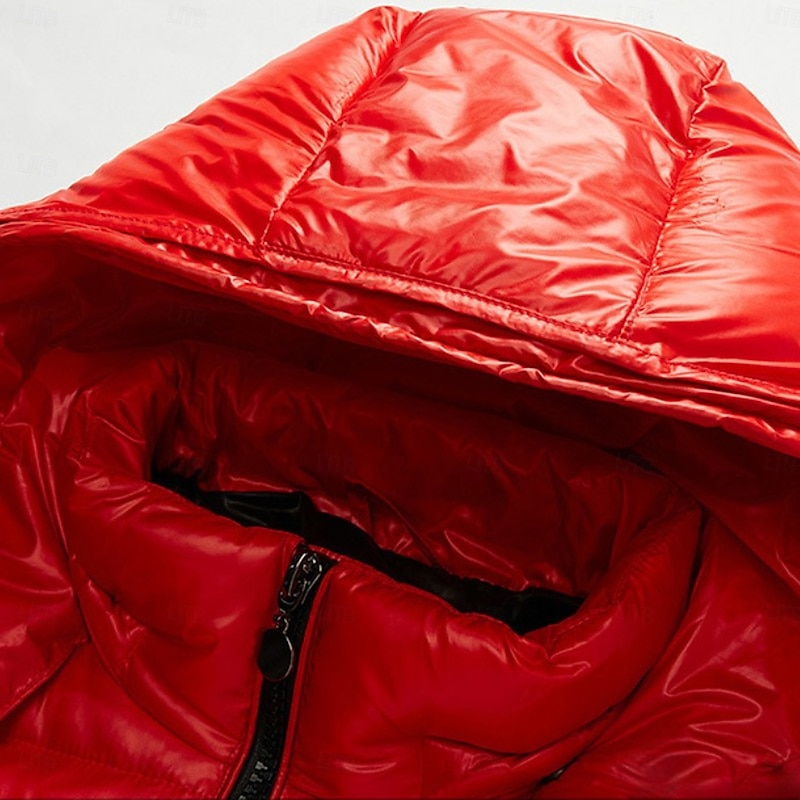 Men's Winter Jacket Down Jacket Puffer Jacket Hoodie Jacket Hooded White Duck Down Outdoor Sport Weekend Regular Chic & Modern Warm Casual Winter Plain Black Red Puffer Jacket2