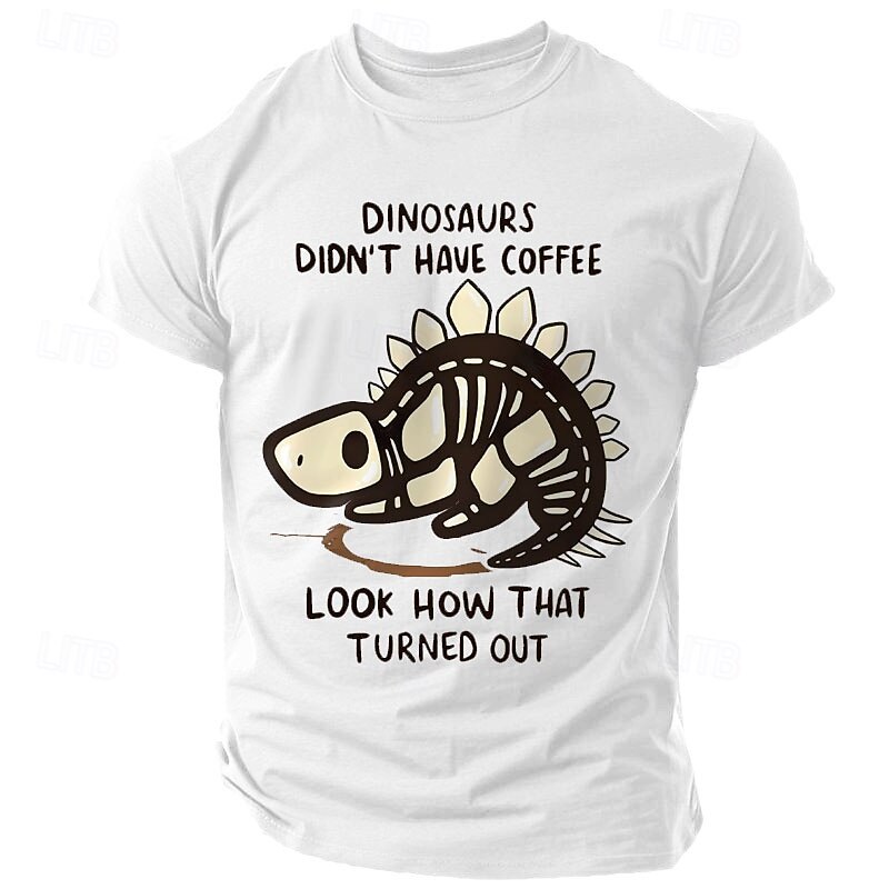 Mens Funny Coffee Lover T-Shirt | Dinosaurs Didn't Have Coffee Skeleton Graphic Tee Short Sleeve4