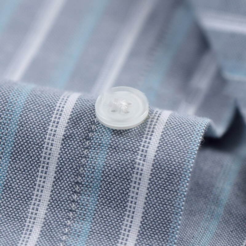 Men's 100% Cotton Oxford Shirt grey blue Light Green Pink Purple Long Sleeve Striped Button Down Collar School Wedding Buttons Clothing Apparel Neutral Fashion Daily4