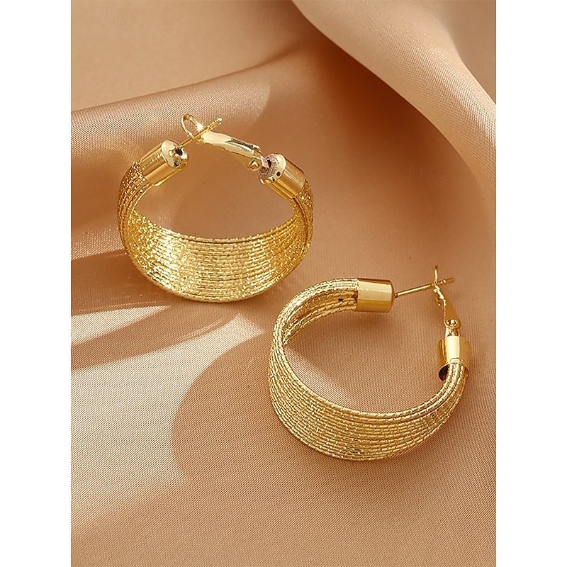 Women's Drop Earrings Hoop Earrings Silver Gold Alloy Elegant Fashion Daily Round3