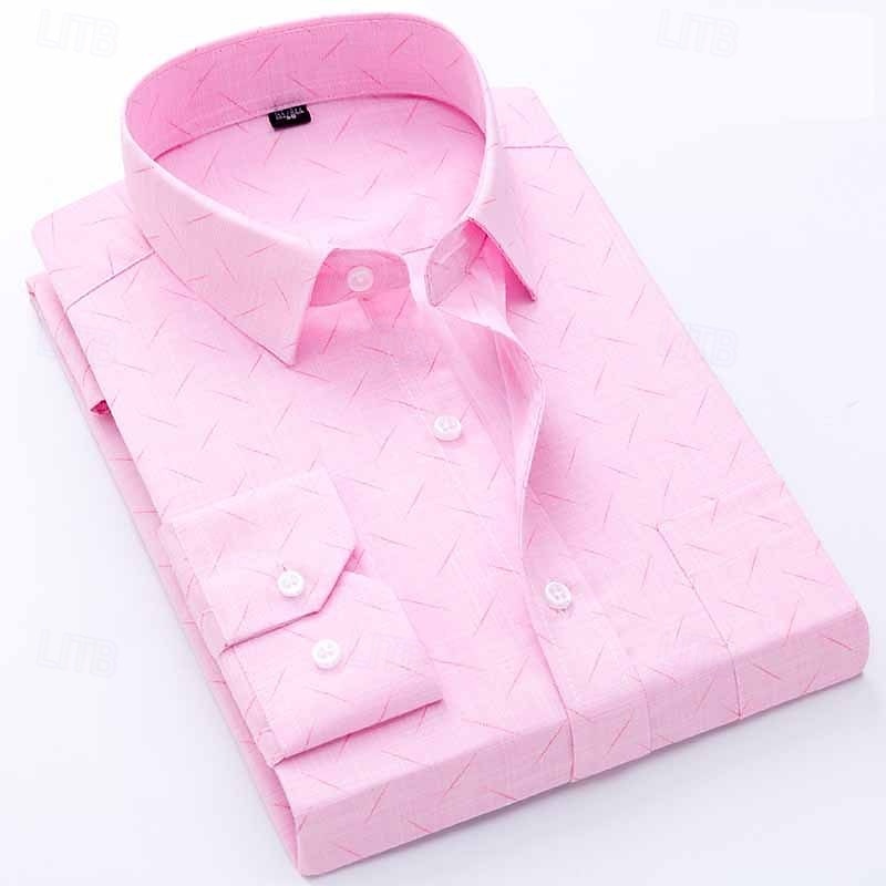 Men's Dress Shirt Wrinkle Resistant Button Up Shirt Wedding Outdoor Pink Blue Sky Blue Light Purple Long Sleeve Collar Summer Spring Clothing Apparel2