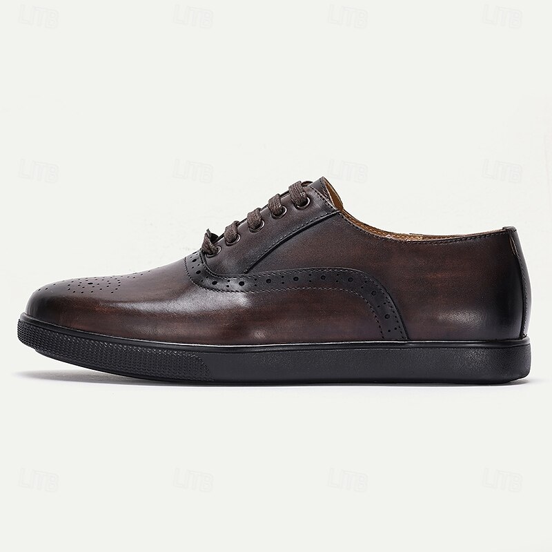 Men's Brown Cowhide Leather Brogue Oxford Shoes with Perforated Detailing – Stylish Formal Shoes for Business, Weddings, and Special Occasions3