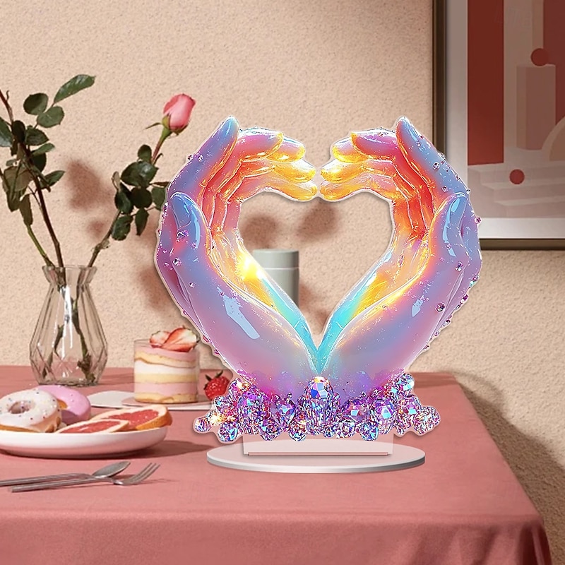 Valentine's Day Colorful Guardian Heart Holiday Party Table Decoration Acrylic Waterproof and Wear-resistant Ornament