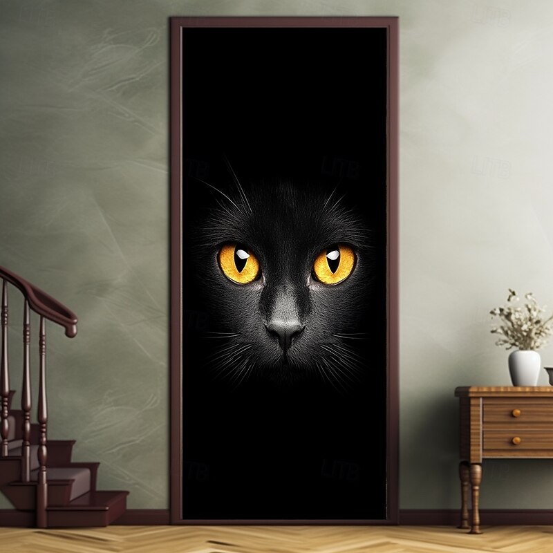 Door Decorations Door Covers Black Cat Door Tapestry Door Curtain Decoration Backdrop Indoor/Outdoor Door Banner for Front Door Farmhouse3