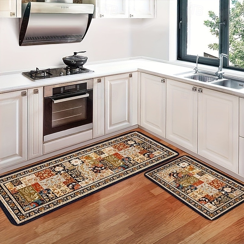 Vintage Boho Area Rug Kitchen Mat Non-Slip Oil Sunction Floor Mat Livingroom Rug Indoor Outdoor Mat Bedroom Decor Bathroom Mat Entrance Rug Door Mat2