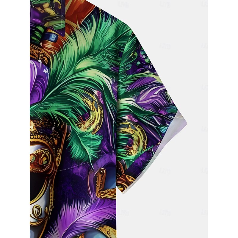 Men's Mask Short Sleeves Artistic Casual Comfortable Outdoor Vacation Street Spring & Summer Shirt Collar Printing Black4