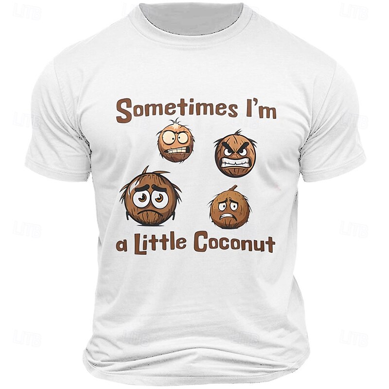 Men's Letter Printed Coconut Funny Hawaiian T Shirt Tee Top 100% Cotton Short Sleeve Graphic Shirt Black White Army Green Comfortable Tee Vacation Street Fashion Designer Clothing