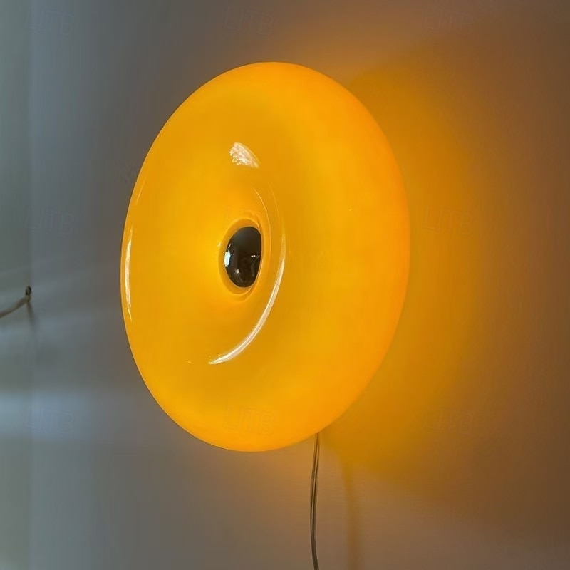 Creative Donuts Wall Sconce 24W Round LED Wall Mount Lamp Orange Color Glass Wall Light Fixture Modern Nordic Dia-30cm Circular Wall Sconces2