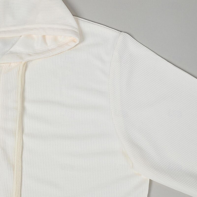 Men's Waffle Shirt T Shirt Tee Top Long Sleeve Shirt Long Sleeve Hooded Spring &  Fall Plain Fashion Designer Basic Buttons Home Casual Daily White khaki Light Grey Top Tee for Men3