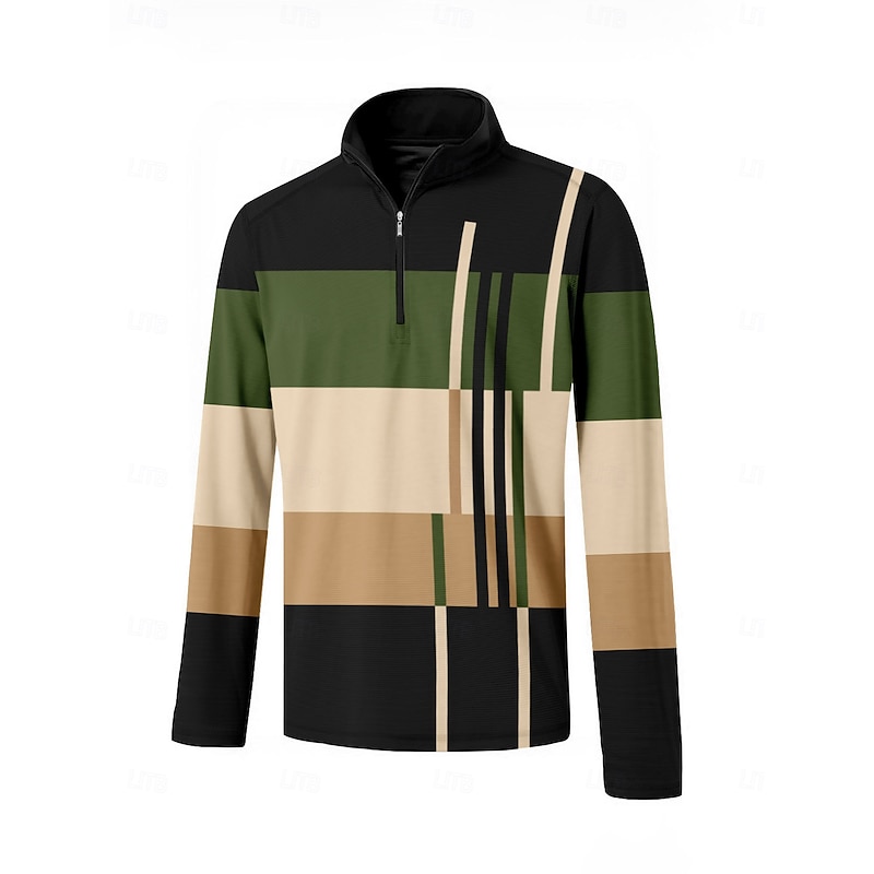 Men's Golf Polo Shirt Army Green Long Sleeve Top Golf Attire Clothes Outfits Wear Apparel2