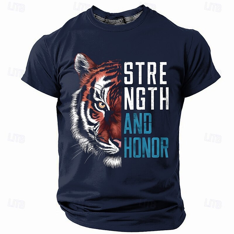 Men's Tiger Funny T Shirt Short Sleeve T shirt 3D Print Crew Neck Shirt Fashion Daily Street Daily Black Blue Summer Spring Clothing Apparel S M L XL XXL XXXL2