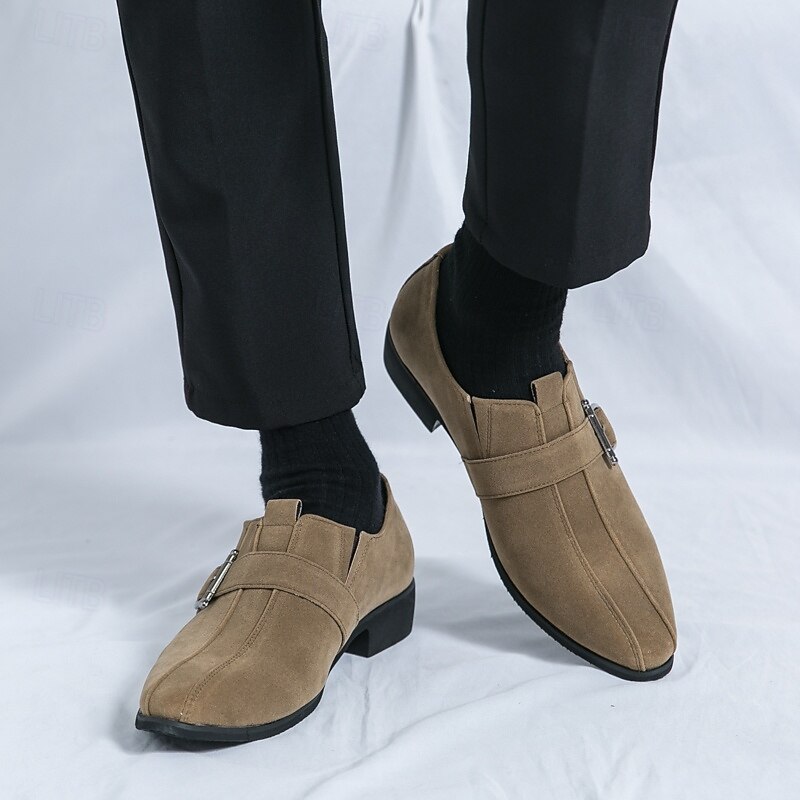 Men's Suede Buckle Strap Dress Shoes – Classic Formal Style, Comfortable Fit, Ideal for Business, Weddings and Evening Events2