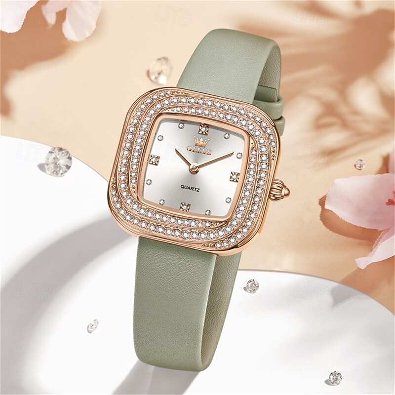New Olevs Olevs Brand Fashion Trend Women'S Belt Watch Square Niche Simple Leisure Quartz Watch Temperament Diamond Encrusted Light Luxury Waterproof Sports Women'S Wristwatch