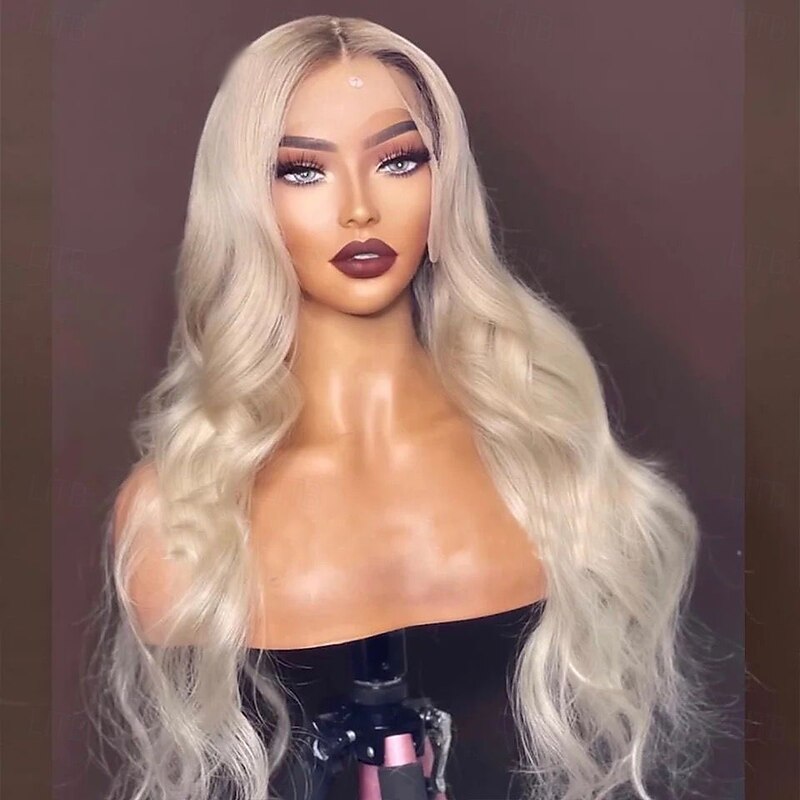 Remy Human Hair 5x5 Closure 13x4 Lace Front Wig Free Part Brazilian Hair Wavy Blonde Multi-color Wig 130% 150% Density Ombre Hair Natural Hairline 100% Virgin Glueless Pre-Plucked For Women Long