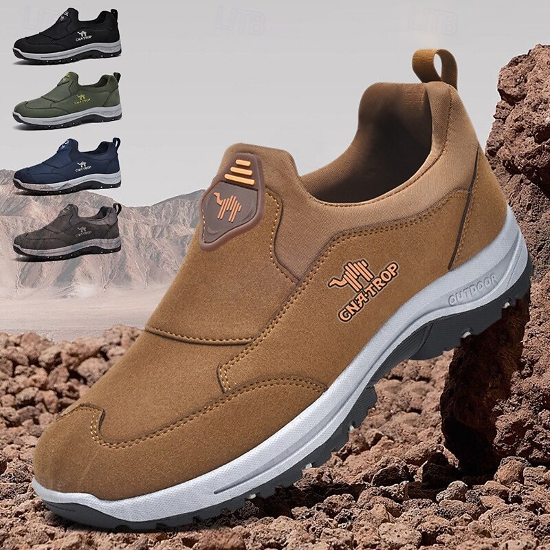 Men's Slip-On Hiking Shoes – Durable Outdoor Sneakers with Anti-Slip Sole, Lightweight Design, and Breathable Fabric for Trail Running and Camping