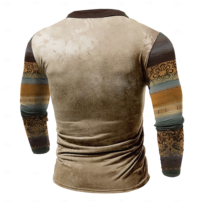 Men's Florals Sweatshirt Sweatshirt Long Sleeve Sweatshirt V Neck Ethnic Print Drawstring Spring Fall2