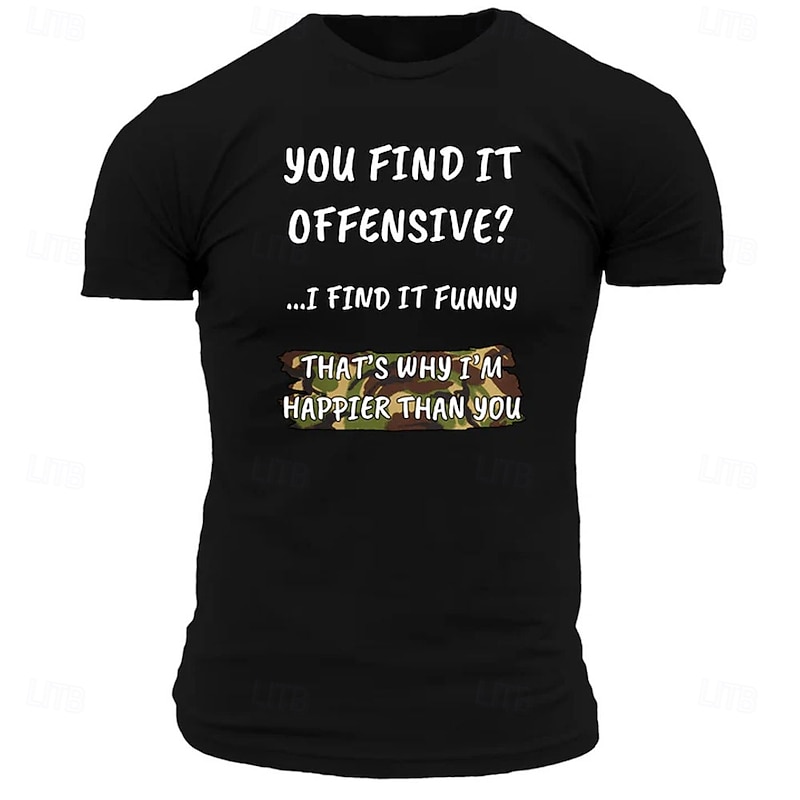 Men's Funny Offensive Attitude T-Shirt - 'You Find It Offensive? I Find It Funny' Sarcastic Humor Short Sleeve Graphic Tee