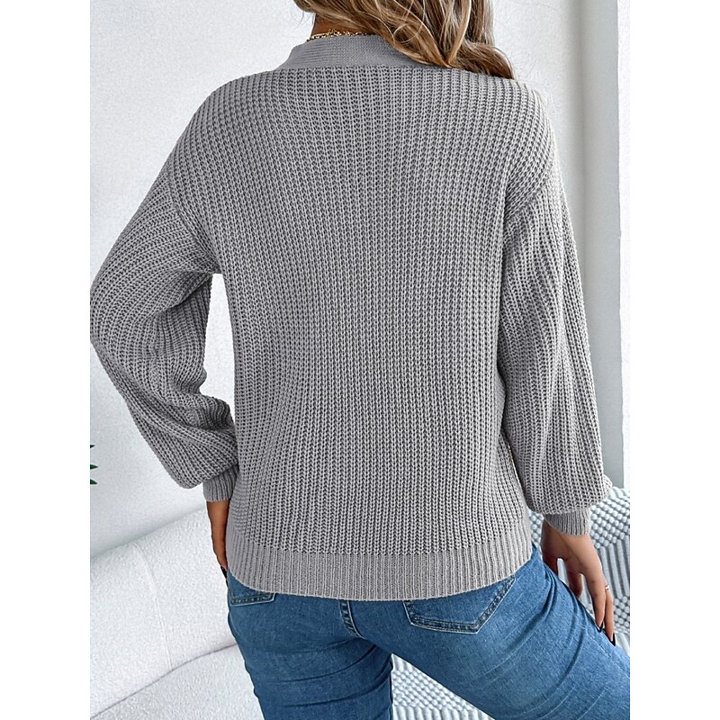 Women's Sweater Casual Soft Pure Color Ribbed V Neck Knitted Hole Long Sleeve Regular Tops Knit Outdoor Daily Weekend White Orange Fall Winter2