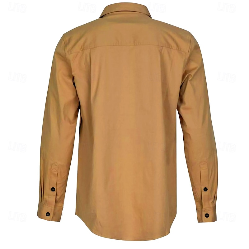 Men's Ethnic Western Shirt Cowboy Shirt Long Sleeve Western Style Sport Casual Spring Fall Turndown Button Up Brown2