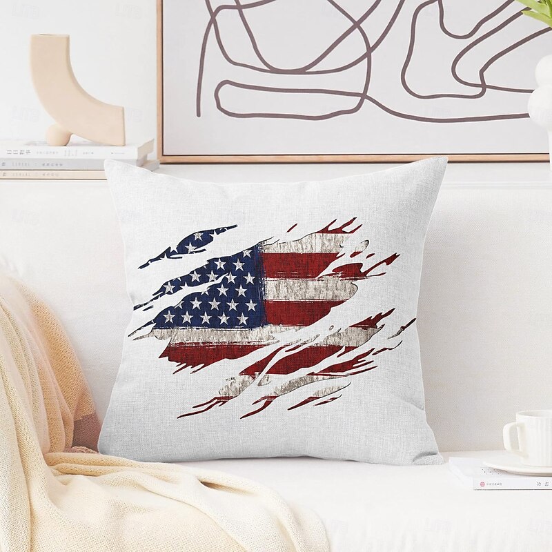 American Independence Day Decorative Toss Pillows Cover 1PC Soft Square Cushion Case Pillowcase for Bedroom Livingroom Sofa Couch Chair3
