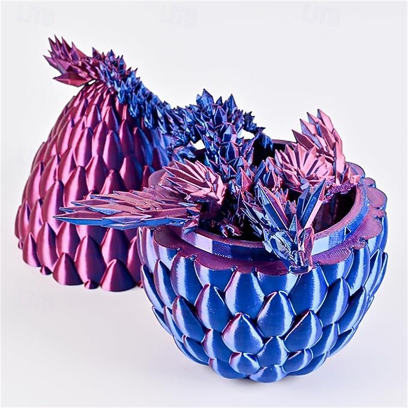 3D Printed Dragon Egg Rainbow Flying Dragon in Colorful Eggs Fidget Toy for Birthday Gift Flexible Desk Figure Decor4