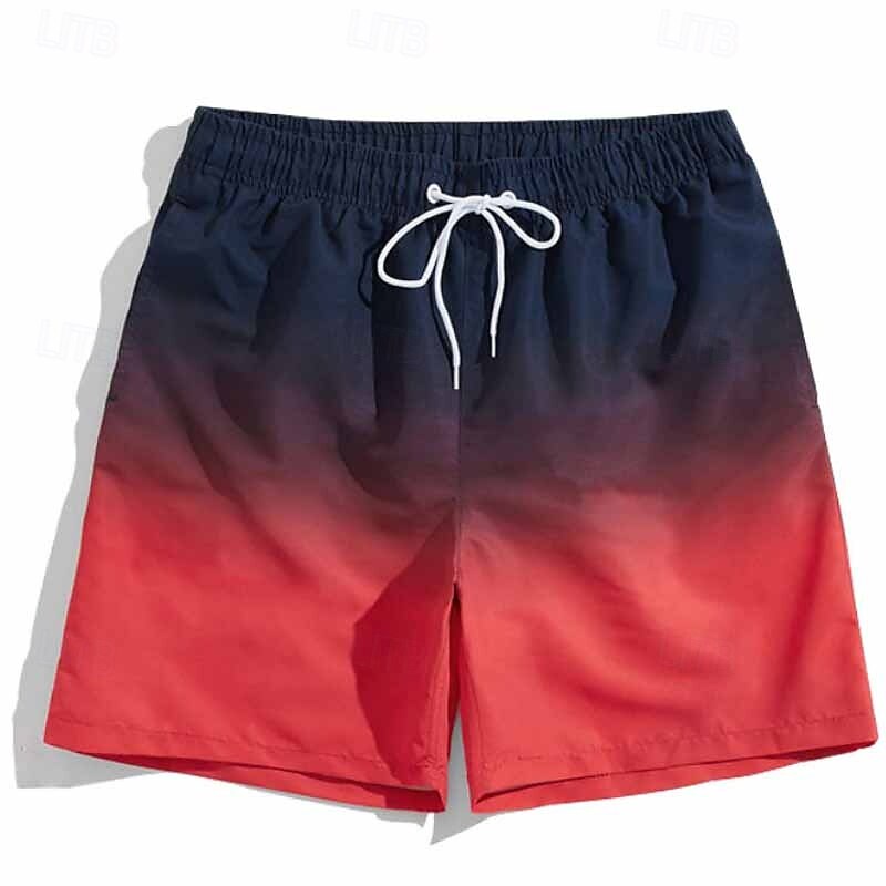 Men's Swim Trunks Swim Shorts Board Shorts Bathing Suit Drawstring with Pockets Swimming Surfing Beach Water Sports Gradient Summer Spring3