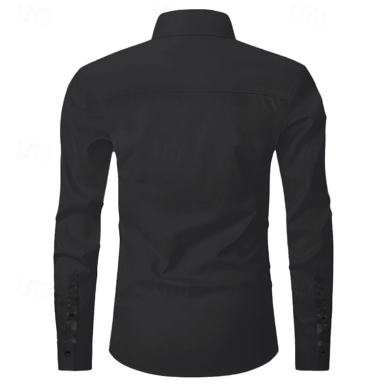 Men's Florals Western Shirt Cowboy Shirt Long Sleeve Western Spring Fall Turndown Button Up Black2