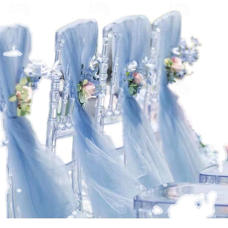 Valentine's Day Wedding White Veil Veil Drape Drapery Chair Back Veil Wedding Decoration Chair Back Veil Ceiling Veil Organza Mesh3