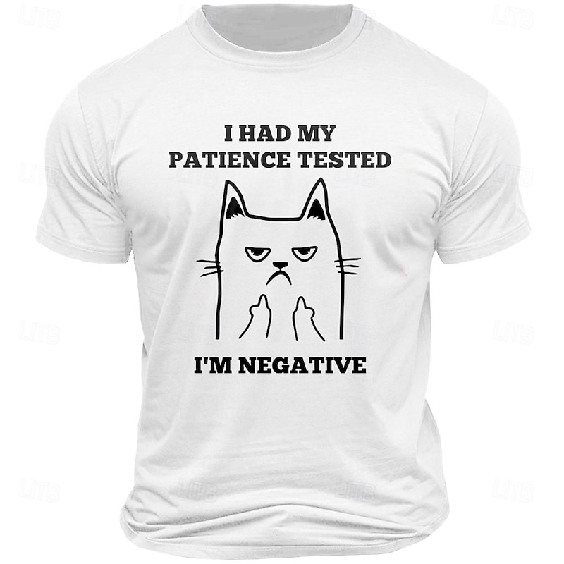 Men's Funny T-Shirt: Grumpy Cat 'Patience Tested, I'm Negative' Sarcastic Graphic Tee