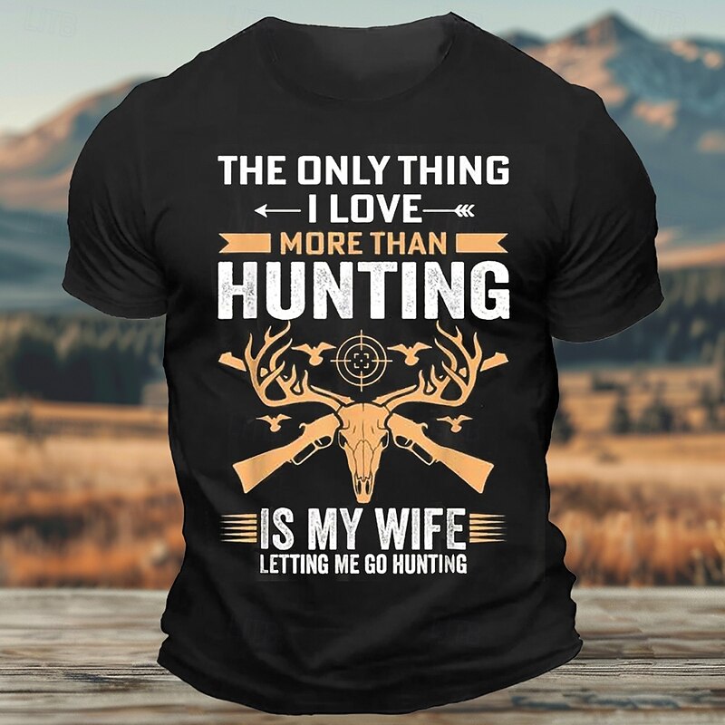 Men's Funny Hunting Deer T Shirt Tee Top 100% Cotton Short Sleeve Graphic Shirt Black Army Green Dark Blue Comfortable Tee Street Sports Outdoor Fashion Designer Clothing4